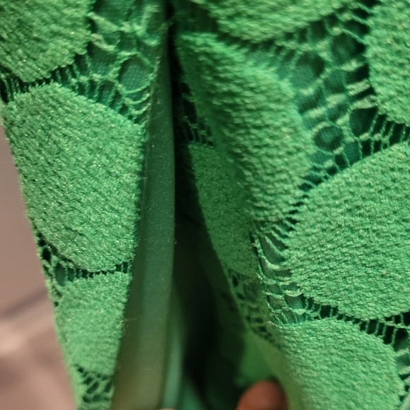 Vintage Andre Oliver Kelly Green Circle Collared Dress With Pockets Size 10 - Picture 6 of 6